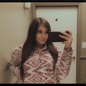 Pink/white Sherpa quarter zip